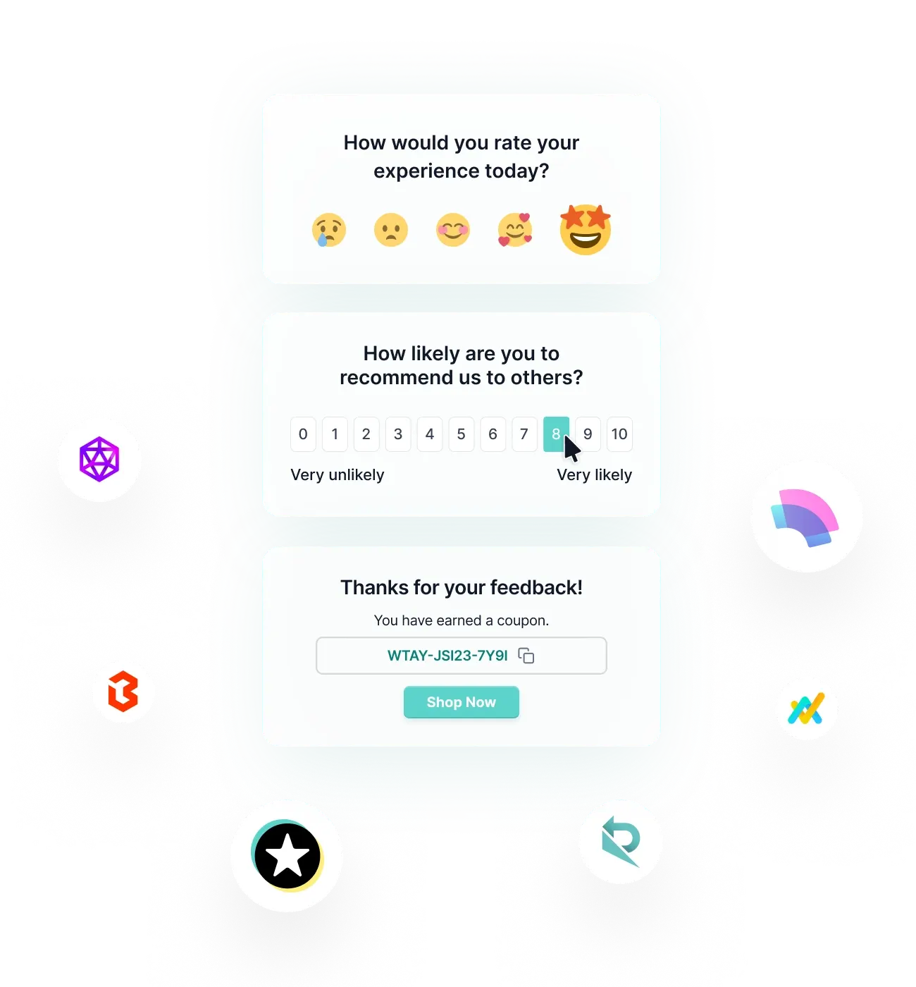 Collect feedback easily with REVIEWS.io surveys feature.