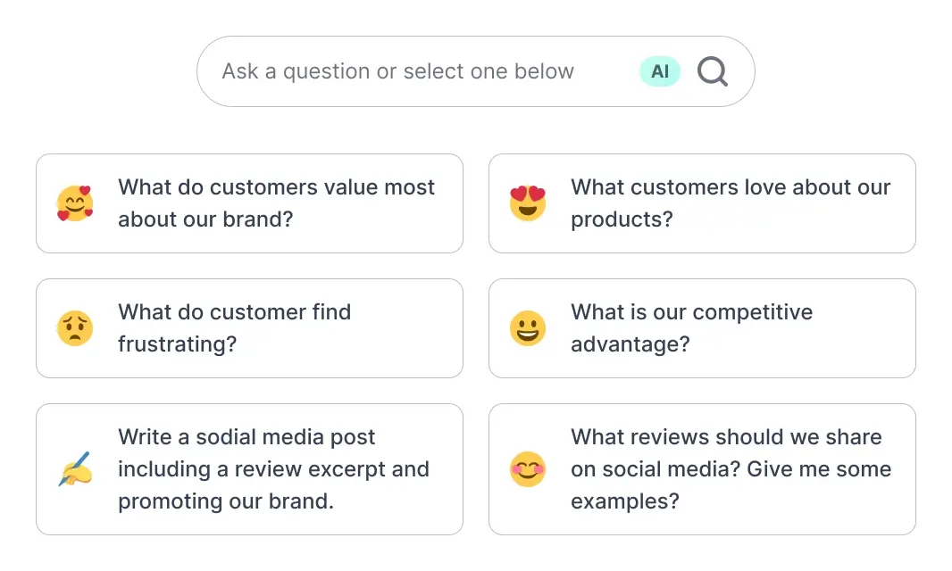 Turn customer feedback into actionable insights in seconds - discover brand strengths, improvement opportunities, and strategies to outpace your competitors.