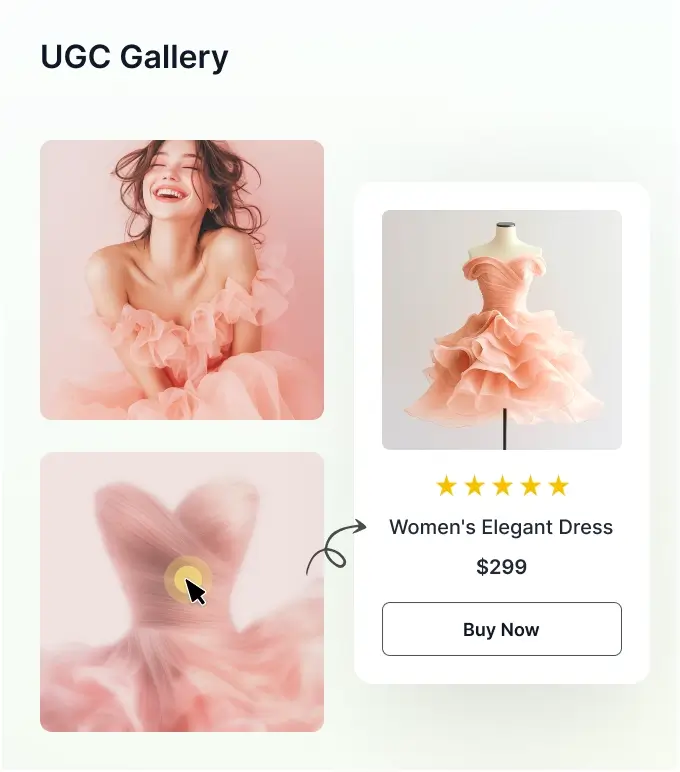 Supercharge product discovery by showcasing shoppable UGC galleries that inspire customers and encourage them to explore new products.