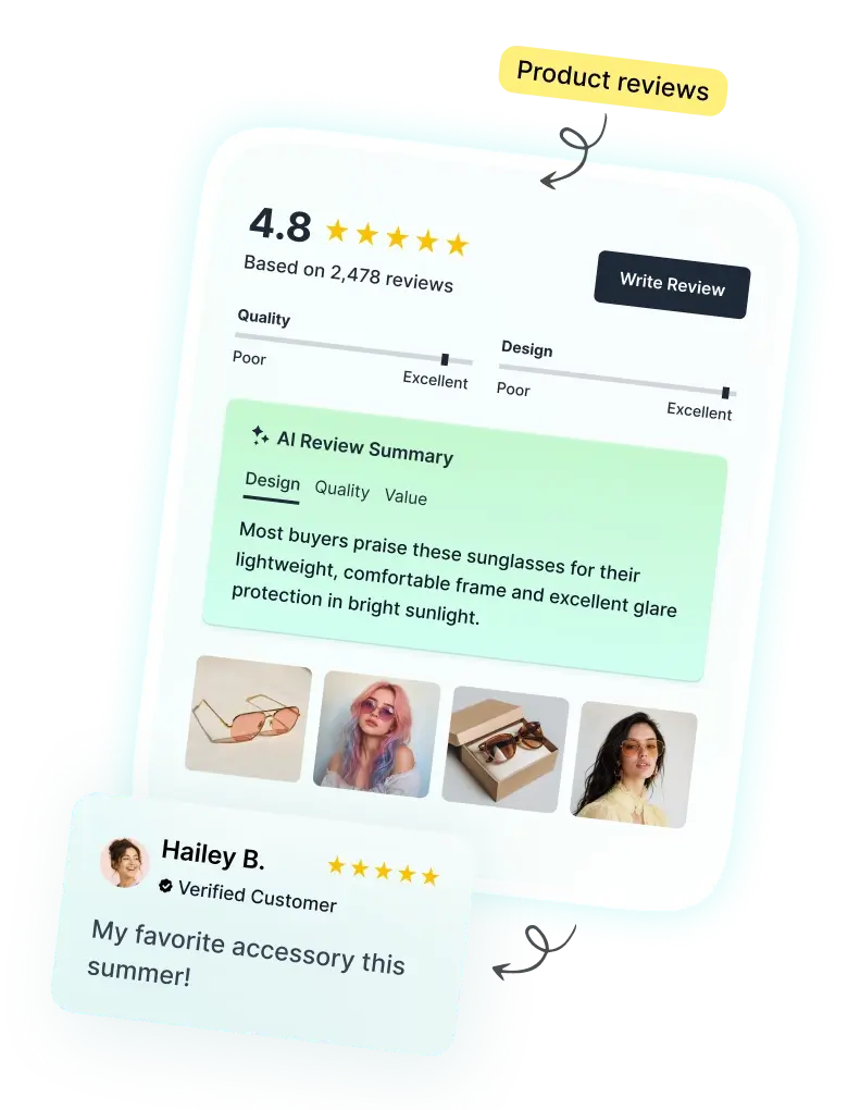 Product screenshot of the REVIEWS.io review collection and management dashboard