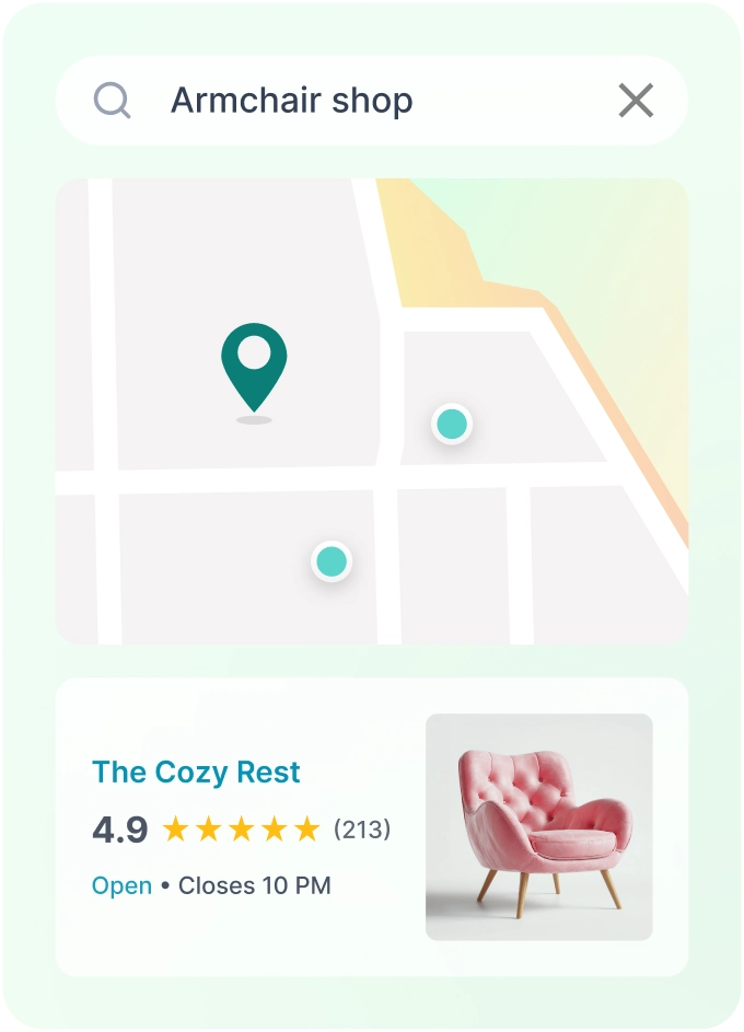 Screenshot of local review results collected and displayed across Google and other local search platforms