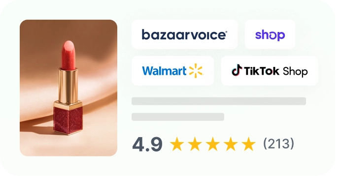 Screenshot of reviews syndicated across multiple retailer and marketplace listings