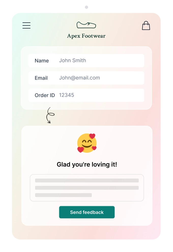 Screenshot of an in-store QR code review collection point at a checkout counter