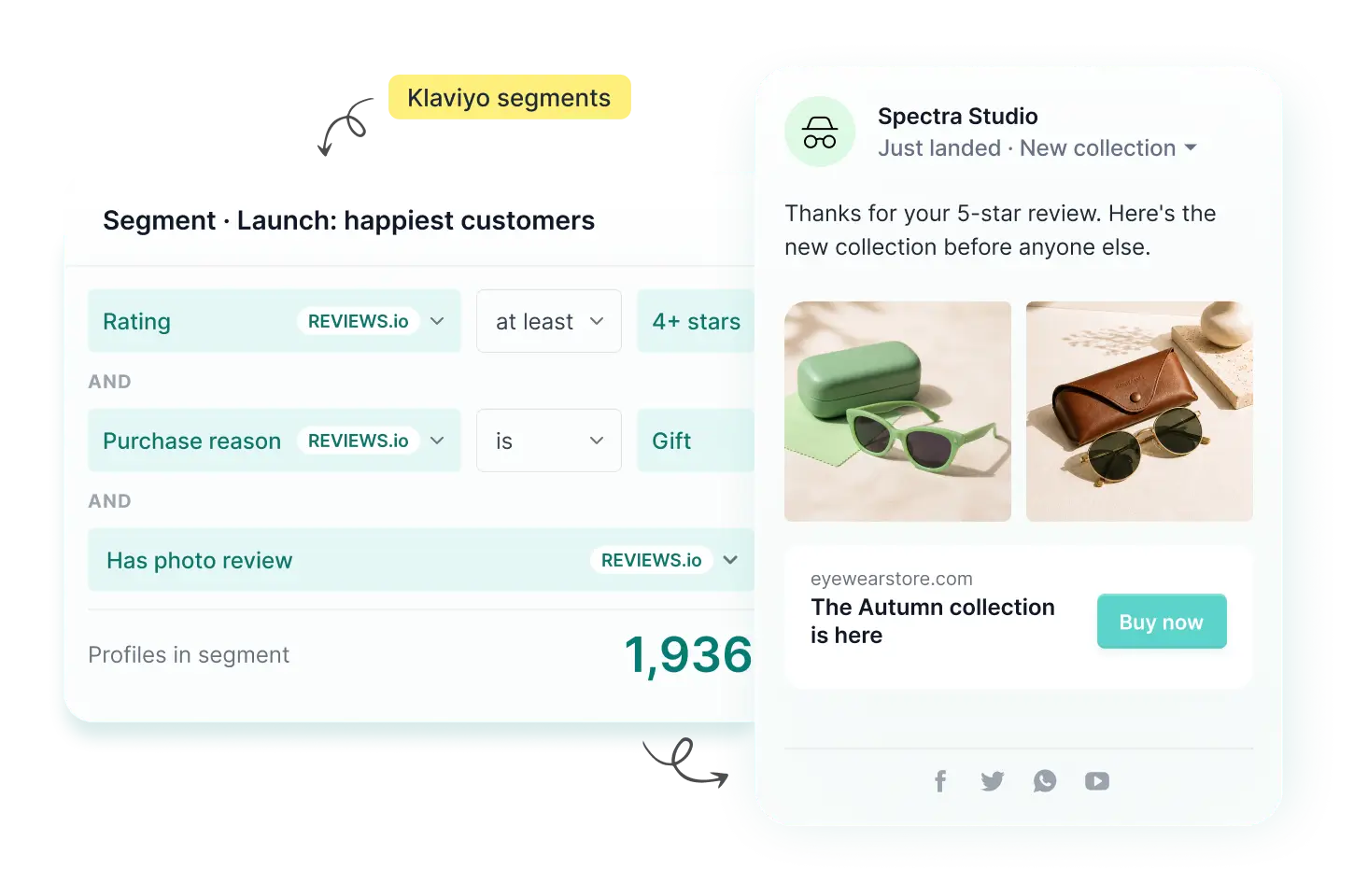 Collect feedback easily with REVIEWS.io surveys feature.